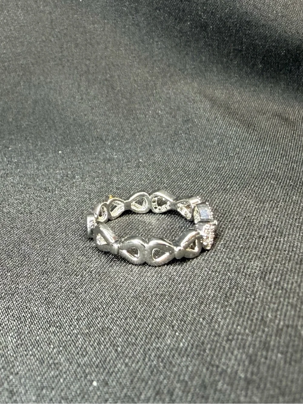 Silver-Tone Pavé Open Heart Infinity Band Ring
